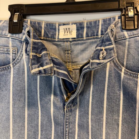 WASH LAB - BLUE STRIPE MINI SKIRT - SIZE 27 -DENIM SKIRT - Picture 7 of 8